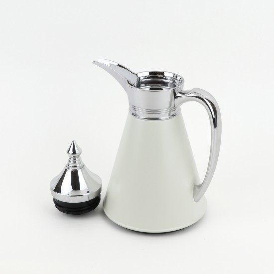 طقم ترامس شاي قهوة تولين -  0.7L / 1L- ابيض و فضي