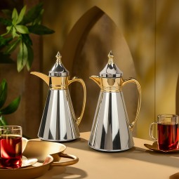Tulane Coffee Tea Thermos Set - 0.7L / 1L - Golden Silver Tulane Coffee Tea Thermos Set - 0.7L / 1L - Golden Silver