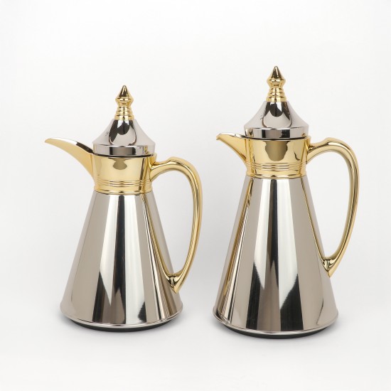 Tulane Coffee Tea Thermos Set - 0.7L / 1L - Golden Silver