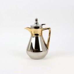 ترمس شاي استيل ذهبي و فضي بتصميم انيق و مميز 0.6 لتر -2GG1-B11-001