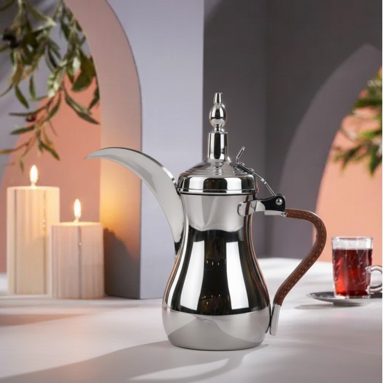 Luxury stainless steel coffee pot, elegant design and leather handle, 1 liter - 2GG1-B11-015 Luxury stainless steel coffee pot, elegant design and leather handle, 1 liter - 2GG1-B11-015
