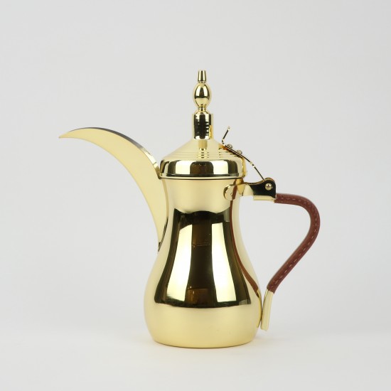 دلة قهوة فاخرة من الستانلس ستيل تصميم أنيق ومقبض جلدي 1 لتر - 2GG1-B11-016 دلة قهوة فاخرة من الستانلس ستيل تصميم أنيق ومقبض جلدي 1 لتر - 2GG1-B11-016