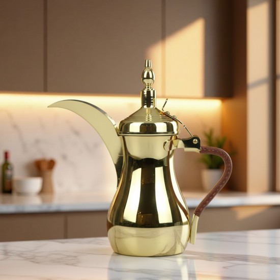 دلة قهوة فاخرة من الستانلس ستيل تصميم أنيق ومقبض جلدي 1 لتر - 2GG1-B11-016 دلة قهوة فاخرة من الستانلس ستيل تصميم أنيق ومقبض جلدي 1 لتر - 2GG1-B11-016