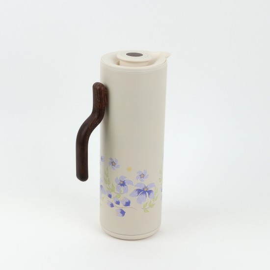 Beige Thermal Tea Thermos with Elegant Floral Design, 1 Liter - 2GG1-B22-084