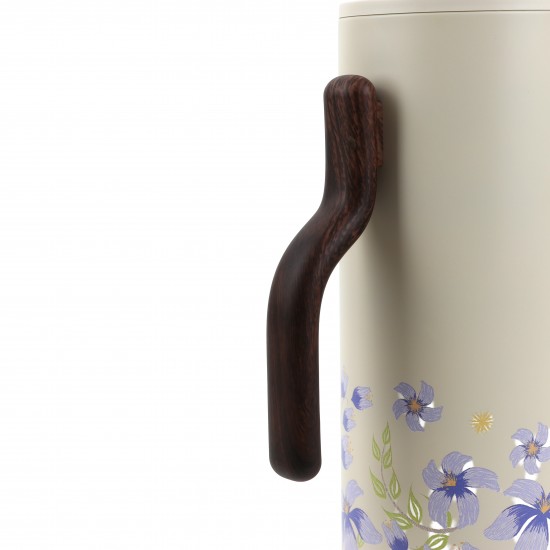 Beige Thermal Tea Thermos with Elegant Floral Design, 1 Liter - 2GG1-B22-084