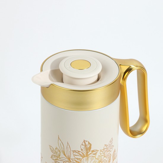 Luxurious floral design metal tea thermos, 1 liter