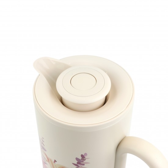 Beige Thermal Tea Thermos with Elegant Floral Design, 1 Liter - 2GG1-B22-094 Beige Thermal Tea Thermos with Elegant Floral Design, 1 Liter - 2GG1-B22-094