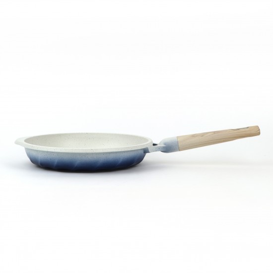 Light beige granite frying pan with wooden handle, single size, 28 cm - 2M1A400049