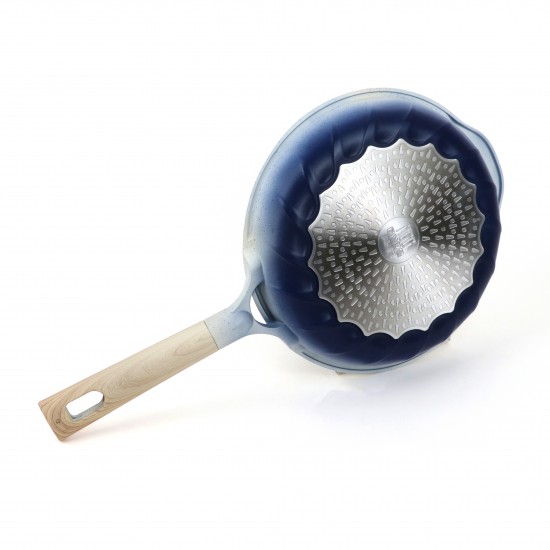 Light beige granite frying pan with wooden handle, single size, 28 cm - 2M1A400049
