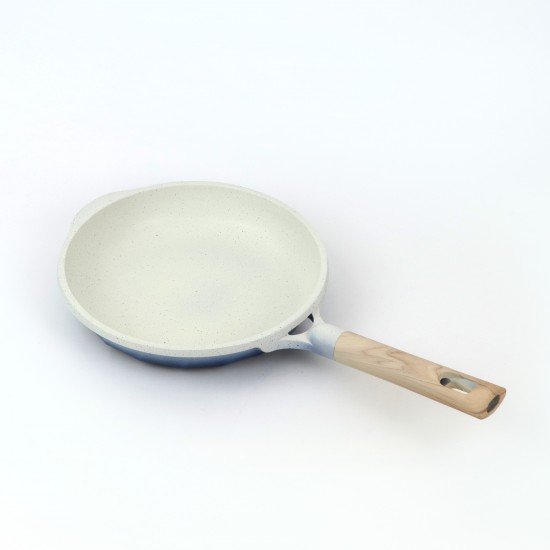 Light beige granite frying pan with wooden handle, single size, 28 cm - 2M1A400049