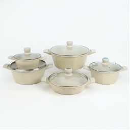 Granite Cookware Set - 10 Pieces, Beige - 2M1AA400013 Granite Cookware Set - 10 Pieces, Beige - 2M1AA400013