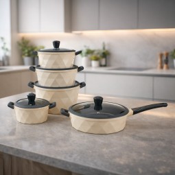 Beige Granite Cookware Set, 10 Pieces - 2M1AA400025 Beige Granite Cookware Set, 10 Pieces - 2M1AA400025