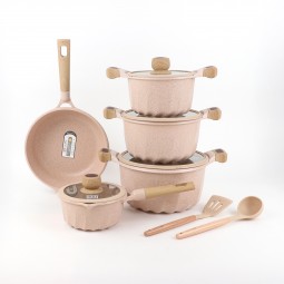Beige granite cookware set with a unique design, 12 pieces - 2M1AA400026