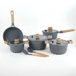 10-piece gray granite cookware set with a unique design - 2M1AA400091