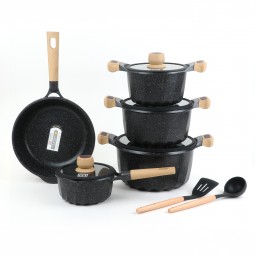 Black granite cookware set with a unique design, 12 pieces - 2M1AA400092