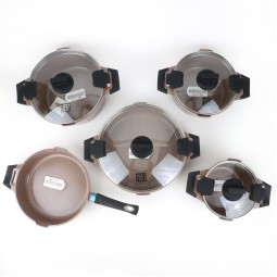 Granite Cookware Set - 9 Pieces - Brown - 2M1AA400156 Granite Cookware Set - 9 Pieces - Brown - 2M1AA400156