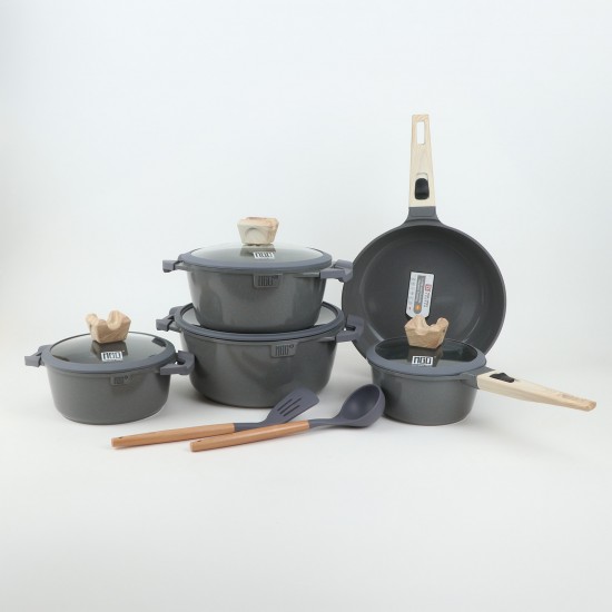 Granite Cookware Set - 11 Pieces - Gray - 2M1AA400160