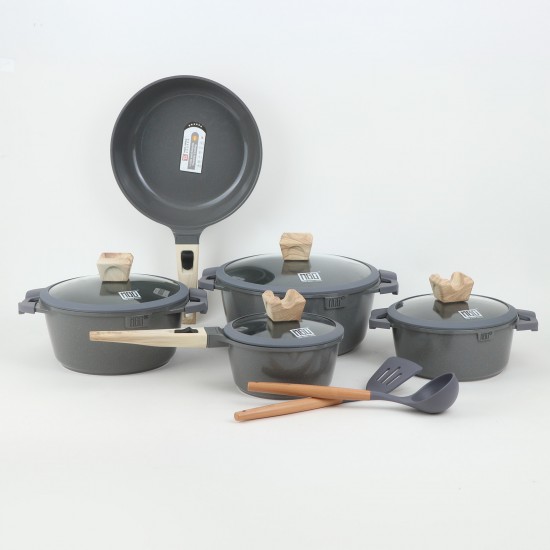 Granite Cookware Set - 11 Pieces - Gray - 2M1AA400160