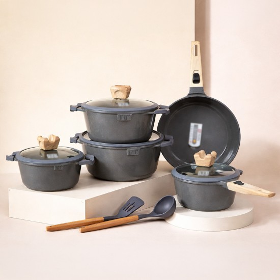 Granite Cookware Set - 11 Pieces - Gray - 2M1AA400160
