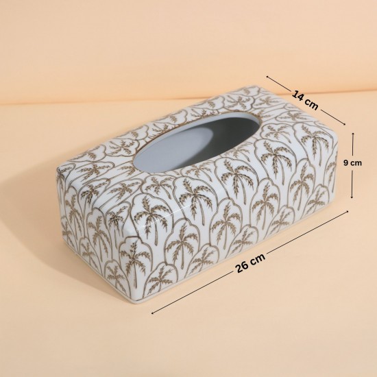 علبة مناديل سيراميك بنقوش بتصميم أنيق - 2M3D2400224