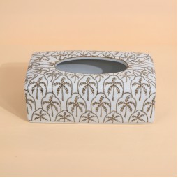 علبة مناديل سيراميك بنقوش بتصميم أنيق - 2M3D2400224