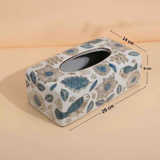 علبة مناديل سيراميك بنقوش بتصميم أنيق - 2M3D2400228