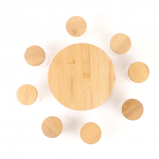 12-Piece Ceramic Spice Jar Set with Revolving Wooden Stand - 2MM1-R01-014