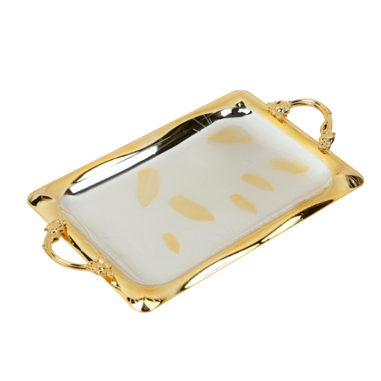 Elegant 3-piece silver stainless steel tabasi set with gold edges - 2MM7-135 Elegant 3-piece silver stainless steel tabasi set with gold edges - 2MM7-135