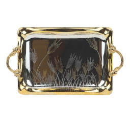 Elegant 3-piece silver stainless steel tabasi set with gold edges - 2MM7-135