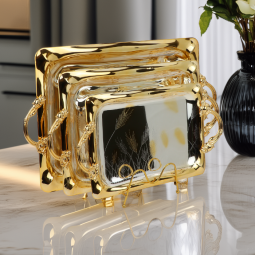 Elegant 3-piece silver stainless steel tabasi set with gold edges - 2MM7-135