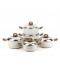 10-piece granite cookware set, beige color, with wooden-style handles - 2S1A100026