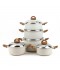 10-piece granite cookware set, beige color, with wooden-style handles - 2S1A100026