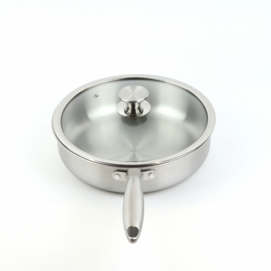 Stainless steel frying pan with glass lid, 24 cm - 2S1A300099