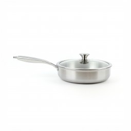 Stainless steel frying pan with glass lid, 24 cm - 2S1A300099