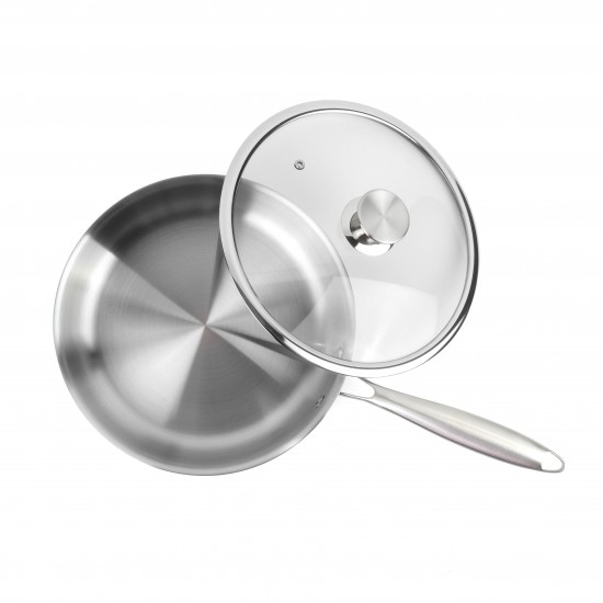 Stainless steel frying pan with glass lid, 24 cm - 2S1A300099