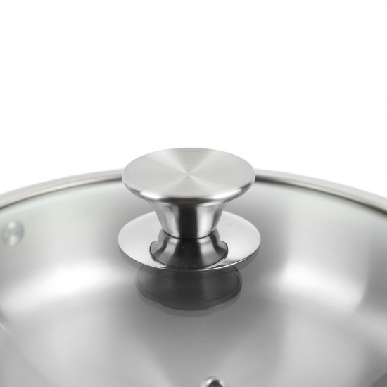 Stainless steel frying pan with glass lid, 24 cm - 2S1A300099