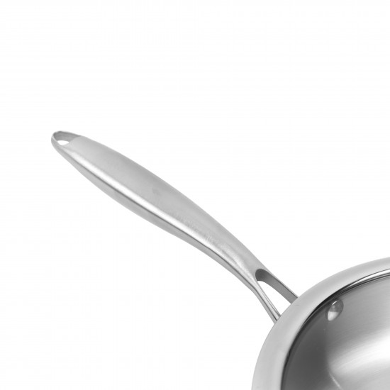 Stainless steel frying pan with glass lid, 24 cm - 2S1A300099