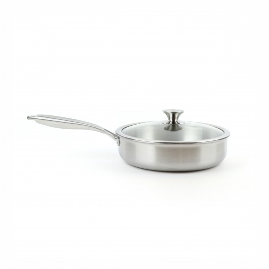 Stainless steel frying pan with glass lid, 24 cm - 2S1A300099