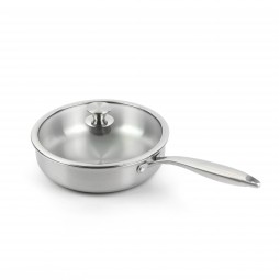 Stainless steel frying pan with glass lid, 24 cm - 2S1A300099 Stainless steel frying pan with glass lid, 24 cm - 2S1A300099
