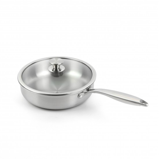 Stainless steel frying pan with glass lid, 24 cm - 2S1A300099