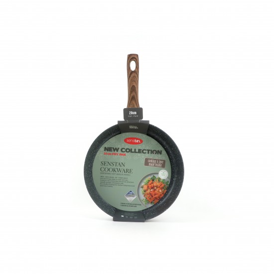 Beige granite frying pan with wooden handle, single size 20 cm - 2S1A400200