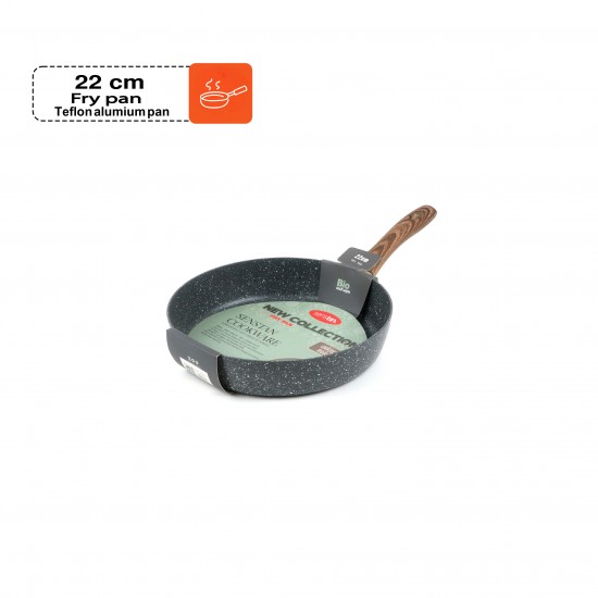 مقلاة جرانيت بمقبض خشبي مفردة 22 سم - 2S1A400202