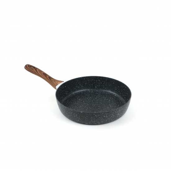 Beige granite frying pan with wooden handle, single size 24 cm - 2S1A400203