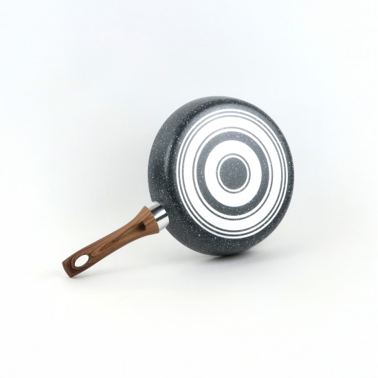 Beige granite frying pan with wooden handle, single size 24 cm - 2S1A400203