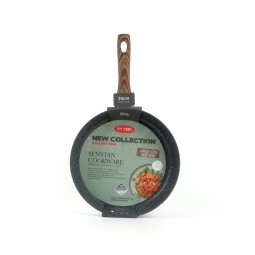 Beige granite frying pan with wooden handle, single size 24 cm - 2S1A400203