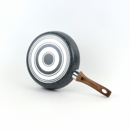 Beige granite frying pan with wooden handle, single size 26 cm - 2S1A400204