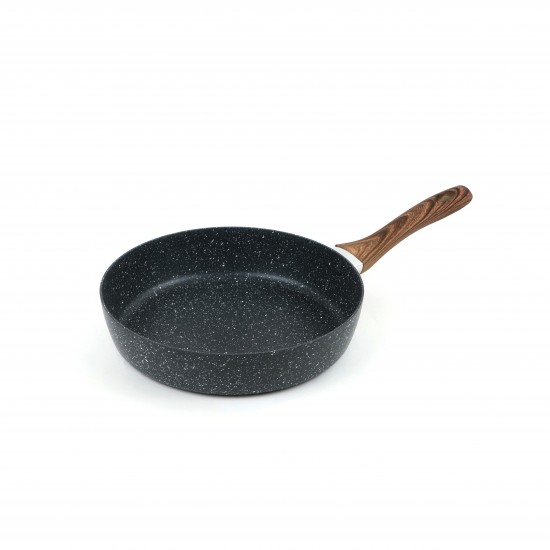 Beige granite frying pan with wooden handle, single size 26 cm - 2S1A400204