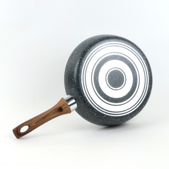 Beige granite frying pan with wooden handle, single size 28 cm - 2S1A400205