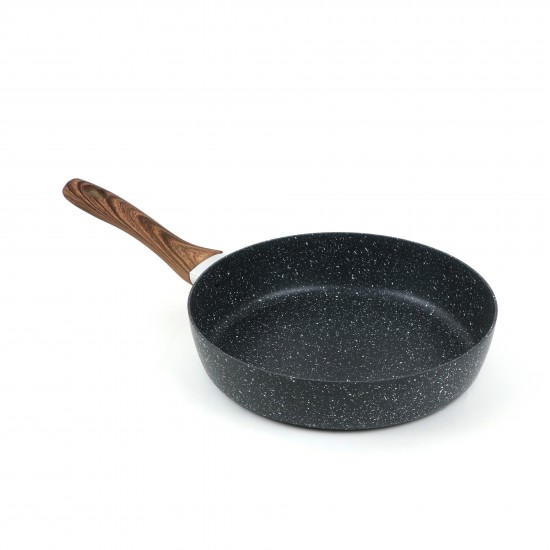 Beige granite frying pan with wooden handle, single size 28 cm - 2S1A400205