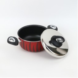 Aluminum cooking pot with stainless steel lid, modern design, 20 cm - 2S1A400230